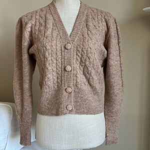 NWT Rouje Fabienne Cable Knit Cardigan in Beige Size 36